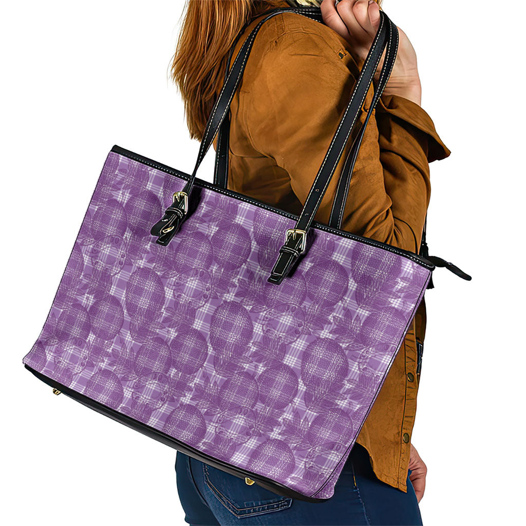 Poni Hawaii Breadfruit Palaka Motifs Leather Tote Bag LT14 - Polynesian Pride
