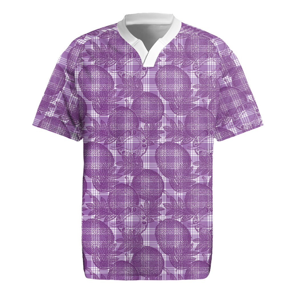 Poni Hawaii Breadfruit Palaka Motifs Rugby Jersey LT14 Purple - Polynesian Pride