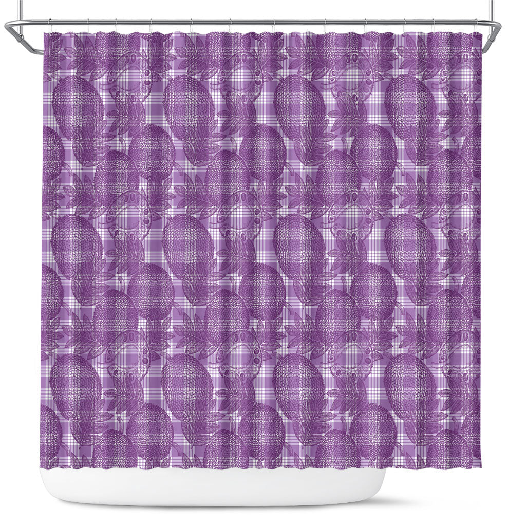 Poni Hawaii Breadfruit Palaka Motifs Shower Curtain LT14 Purple - Polynesian Pride