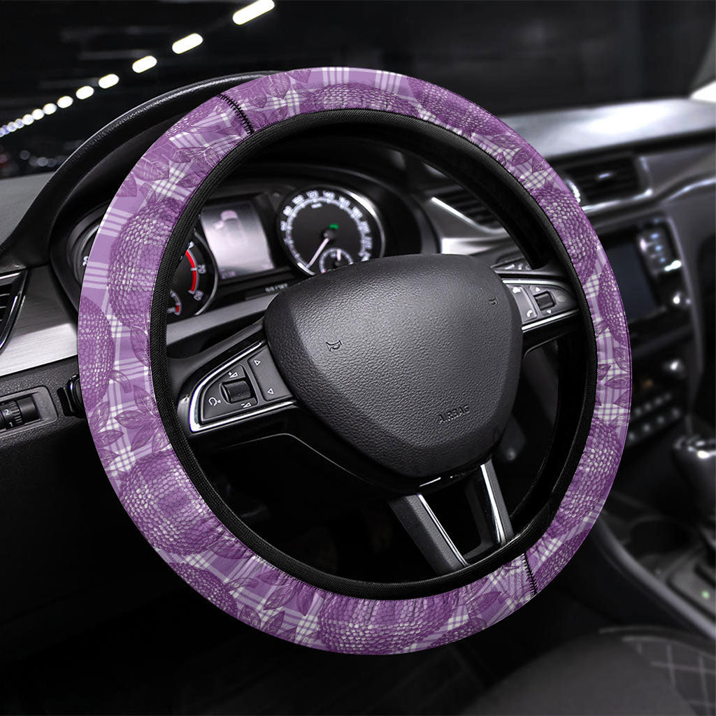 Poni Hawaii Breadfruit Palaka Motifs Steering Wheel Cover LT14 Universal Fit Purple - Polynesian Pride