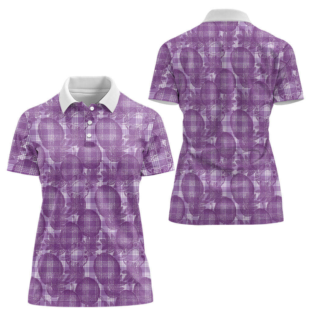 Poni Hawaii Breadfruit Palaka Motifs Women Polo Shirt LT14 - Polynesian Pride