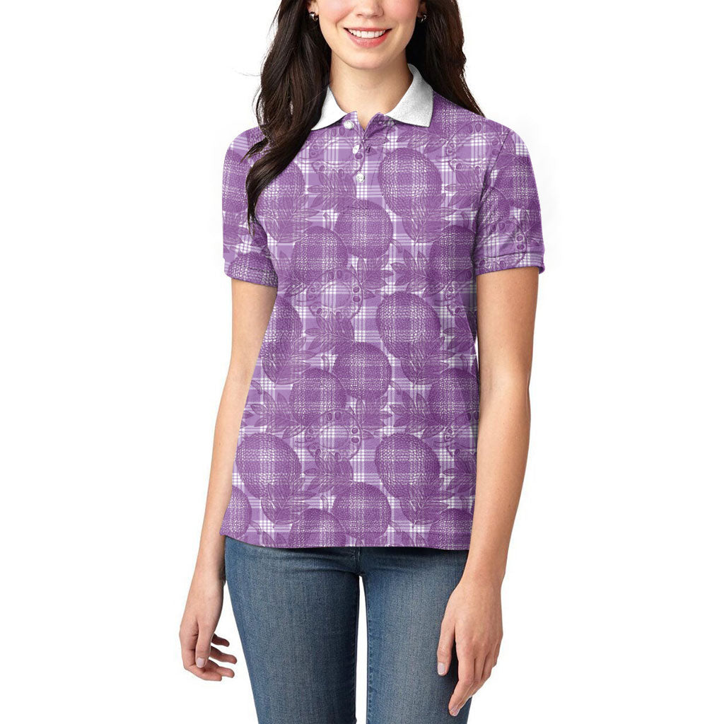 Poni Hawaii Breadfruit Palaka Motifs Women Polo Shirt LT14 - Polynesian Pride