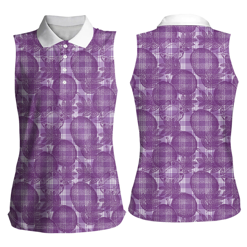 Poni Hawaii Breadfruit Palaka Motifs Women Sleeveless Polo Shirt LT14 - Polynesian Pride