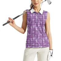 Poni Hawaii Breadfruit Palaka Motifs Women Sleeveless Polo Shirt LT14 - Polynesian Pride