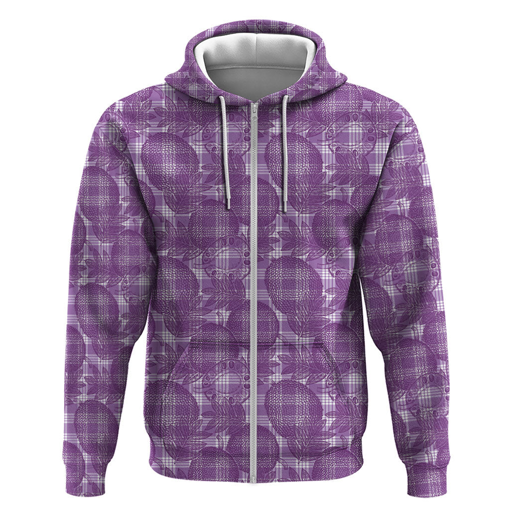 Poni Hawaii Breadfruit Palaka Motifs Zip Hoodie LT14 Zip Hoodie Purple - Polynesian Pride