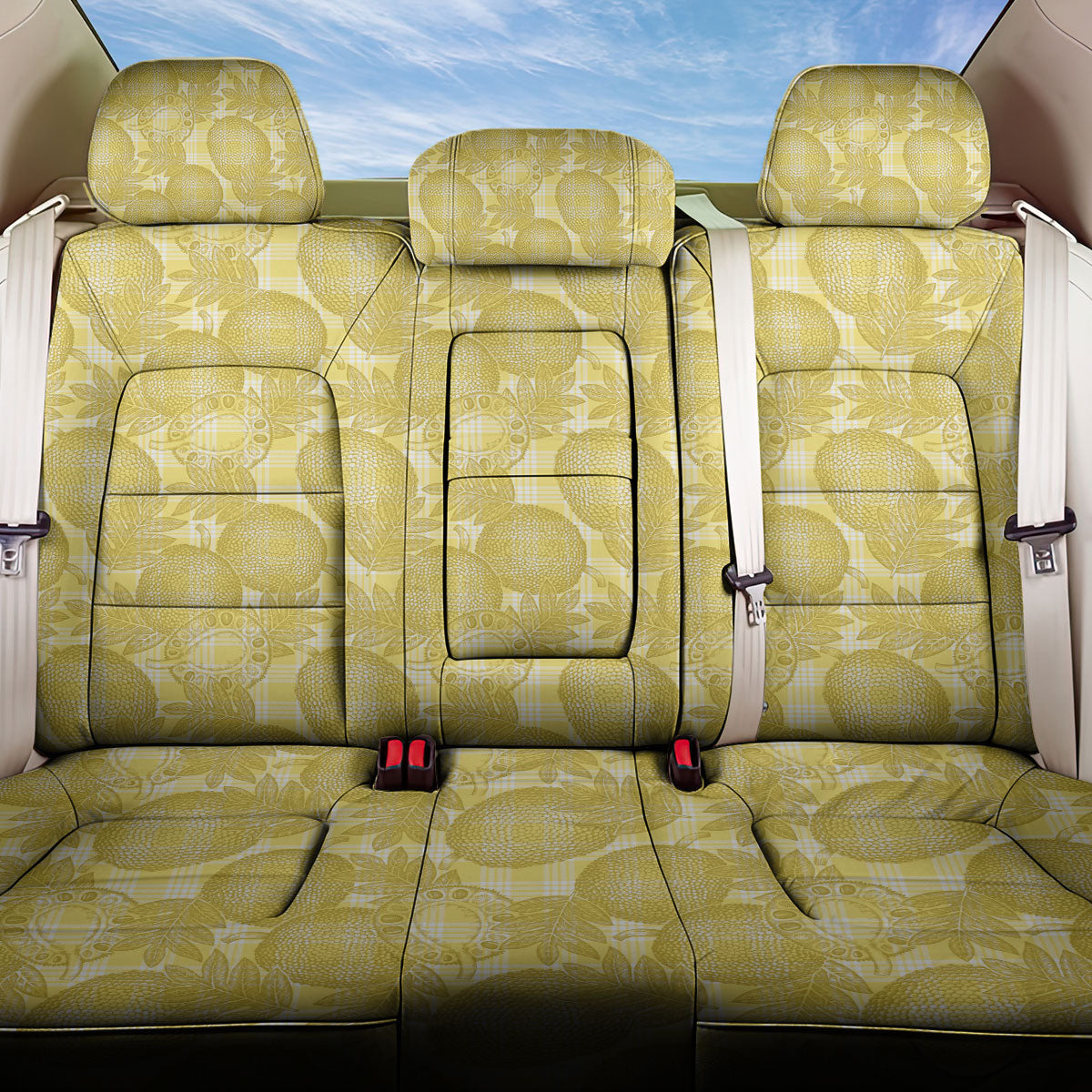 Melemele Hawaii Breadfruit Palaka Motifs Back Car Seat Cover LT14 One Size Yellow - Polynesian Pride