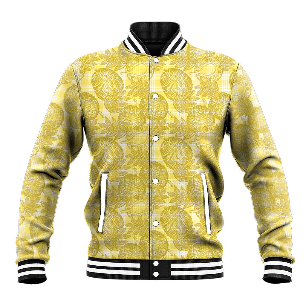 Melemele Hawaii Breadfruit Palaka Motifs Baseball Jacket LT14 Unisex Yellow - Polynesian Pride