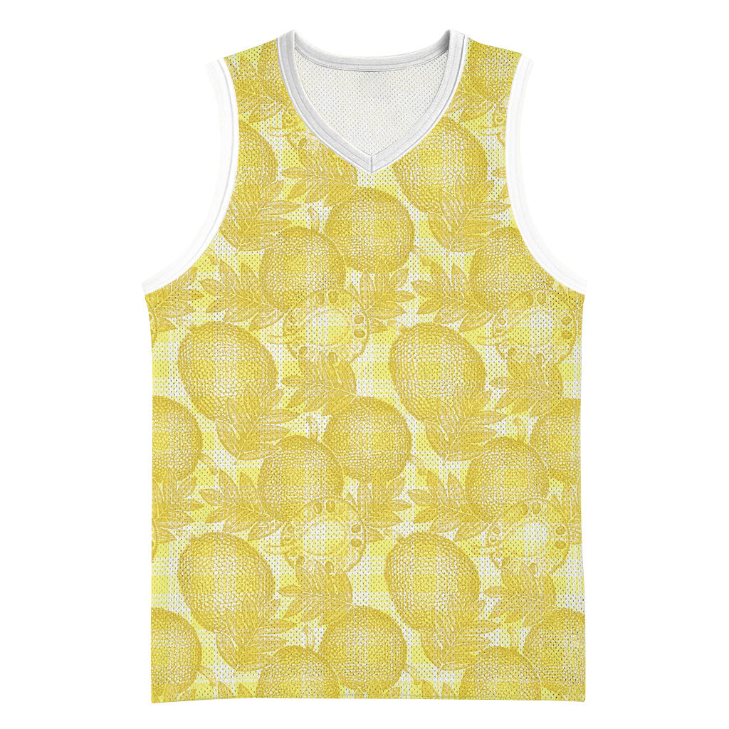Melemele Hawaii Breadfruit Palaka Motifs Basketball Jersey LT14 Unisex Yellow - Polynesian Pride