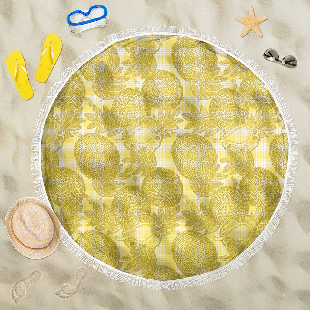 Melemele Hawaii Breadfruit Palaka Motifs Beach Blanket LT14 One Size 150cm Yellow - Polynesian Pride