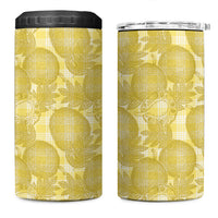 Melemele Hawaii Breadfruit Palaka Motifs 4 in 1 Can Cooler Tumbler LT14 One Size: 16 oz Yellow - Polynesian Pride