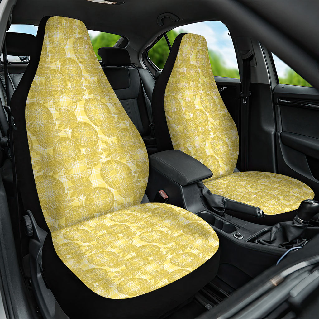 Melemele Hawaii Breadfruit Palaka Motifs Car Seat Cover LT14 One Size Yellow - Polynesian Pride