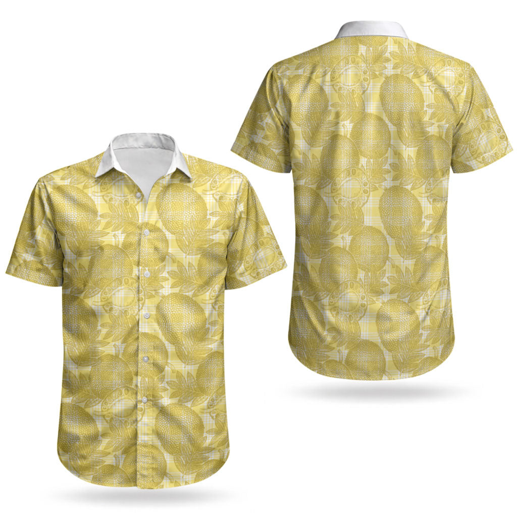 Melemele Hawaii Breadfruit Palaka Motifs Couples Matching Long Sleeve Bodycon Dress and Hawaiian Shirt LT14 - Polynesian Pride