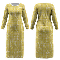 Melemele Hawaii Breadfruit Palaka Motifs Couples Matching Long Sleeve Bodycon Dress and Hawaiian Shirt LT14 - Polynesian Pride