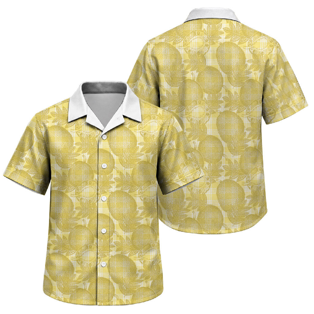 Melemele Hawaii Breadfruit Palaka Motifs Family Matching Puletasi and Hawaiian Shirt LT14 Son's Shirt Yellow - Polynesian Pride