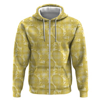 Melemele Hawaii Breadfruit Palaka Motifs Hoodie LT14 Zip Hoodie Yellow - Polynesian Pride