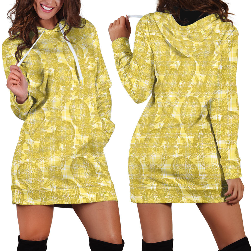 Melemele Hawaii Breadfruit Palaka Motifs Hoodie Dress LT14 - Polynesian Pride