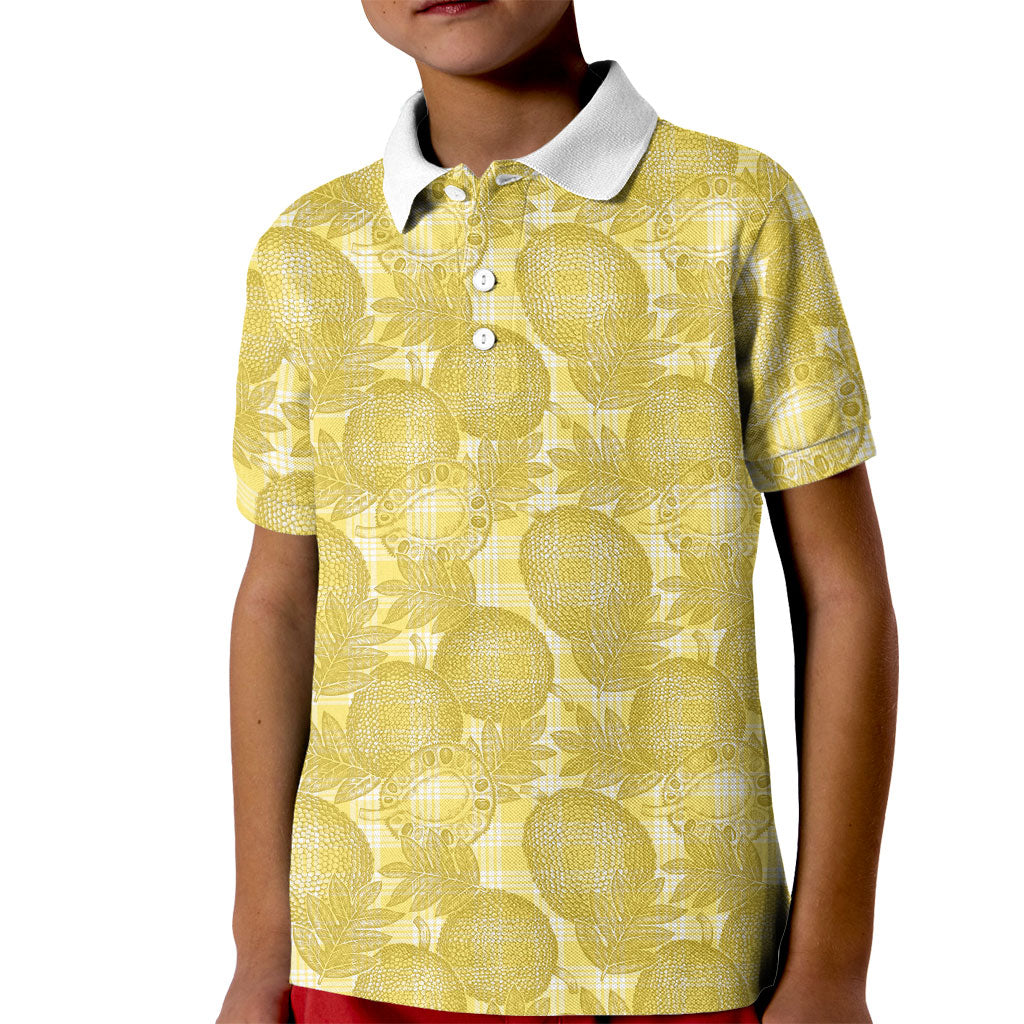 Melemele Hawaii Breadfruit Palaka Motifs Kid Polo Shirt LT14 Kid Yellow - Polynesian Pride