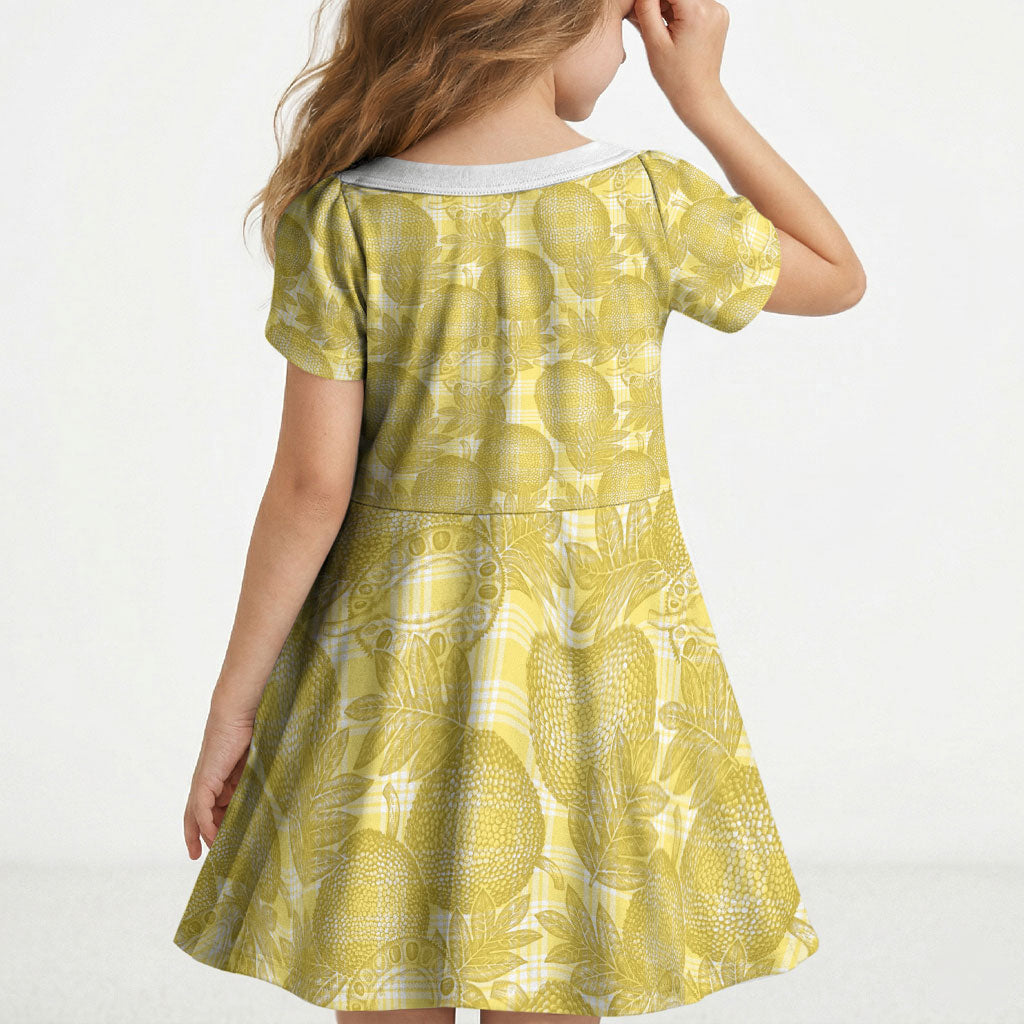 Melemele Hawaii Breadfruit Palaka Motifs Kid Short Sleeve Dress LT14 - Polynesian Pride