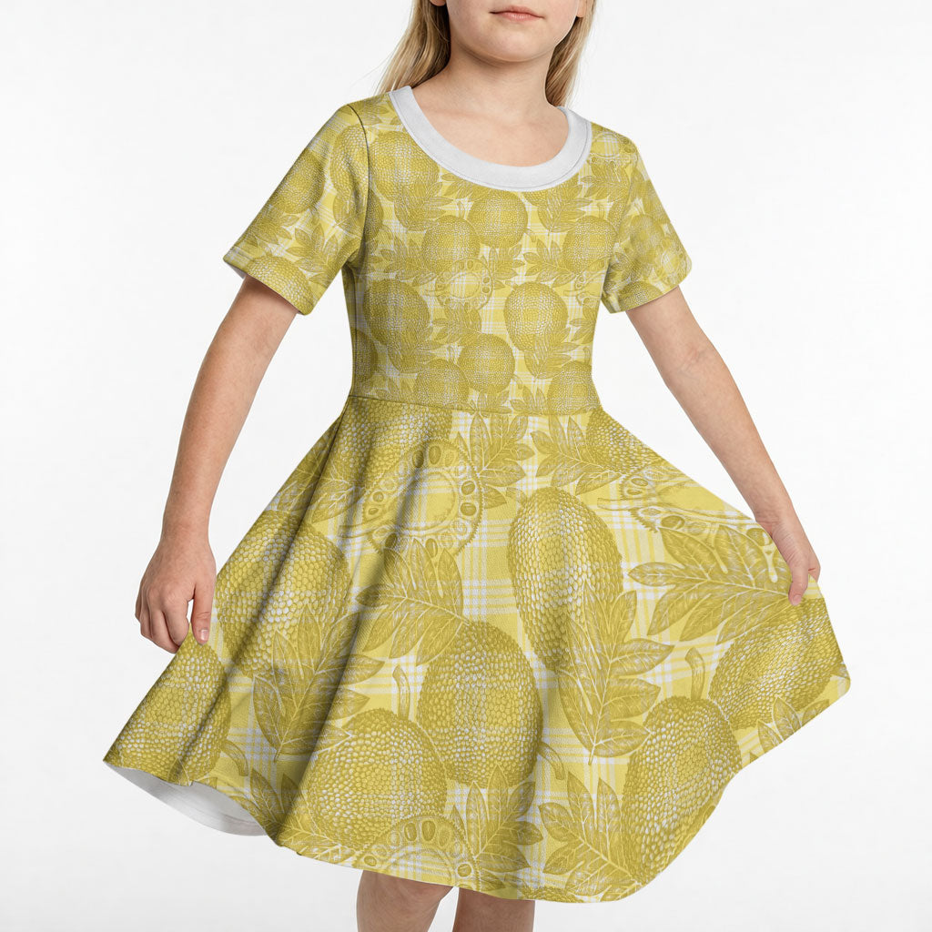 Melemele Hawaii Breadfruit Palaka Motifs Kid Short Sleeve Dress LT14 - Polynesian Pride