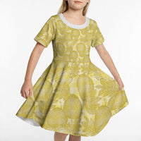 Melemele Hawaii Breadfruit Palaka Motifs Kid Short Sleeve Dress LT14 - Polynesian Pride