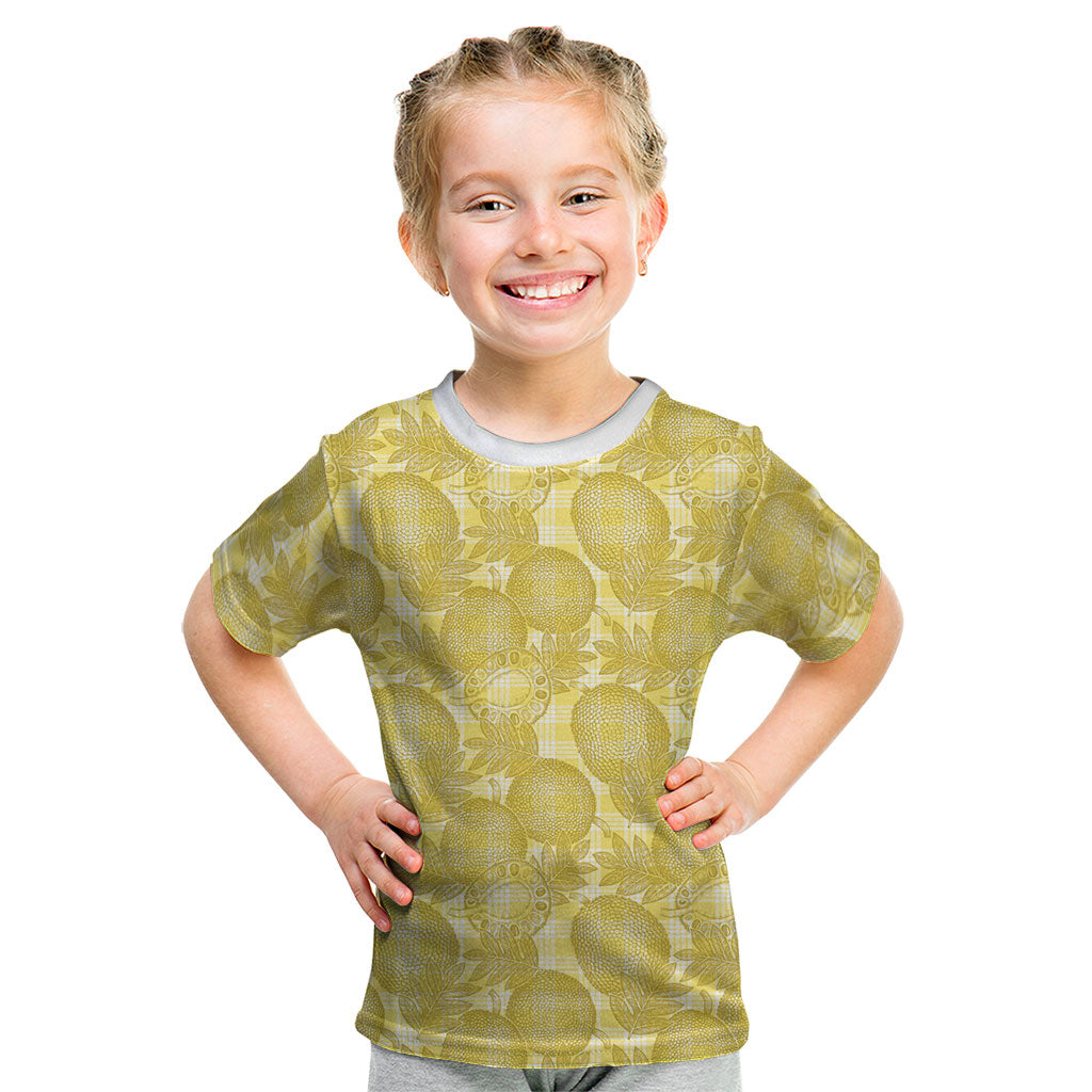Melemele Hawaii Breadfruit Palaka Motifs Kid T Shirt LT14 Yellow - Polynesian Pride
