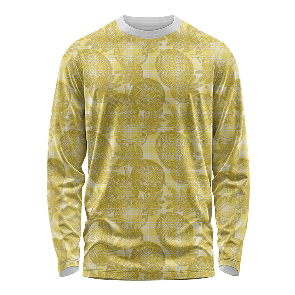 Melemele Hawaii Breadfruit Palaka Motifs Long Sleeve Shirt LT14 Unisex Yellow - Polynesian Pride