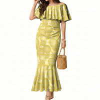 Melemele Hawaii Breadfruit Palaka Motifs Mermaid Dress LT14 Women Yellow - Polynesian Pride