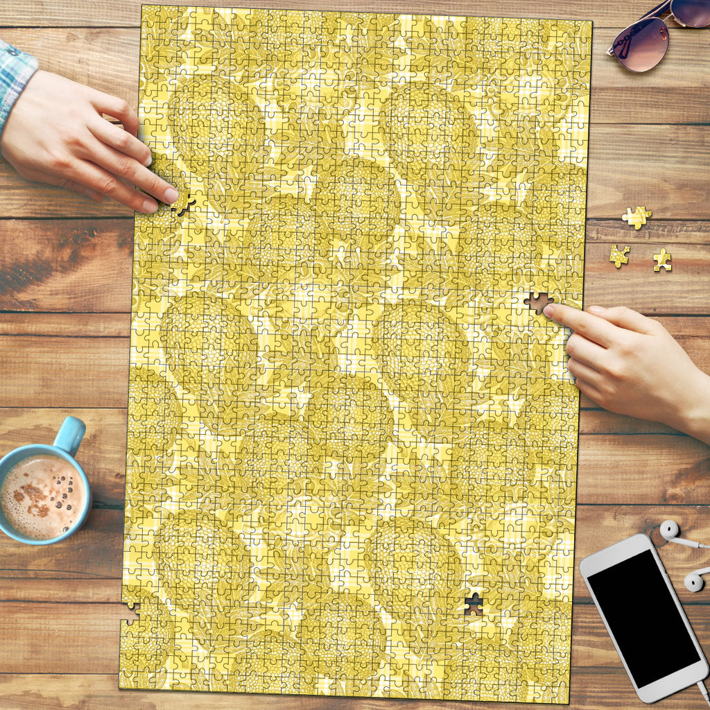 Melemele Hawaii Breadfruit Palaka Motifs Puzzle LT14 Yellow - Polynesian Pride