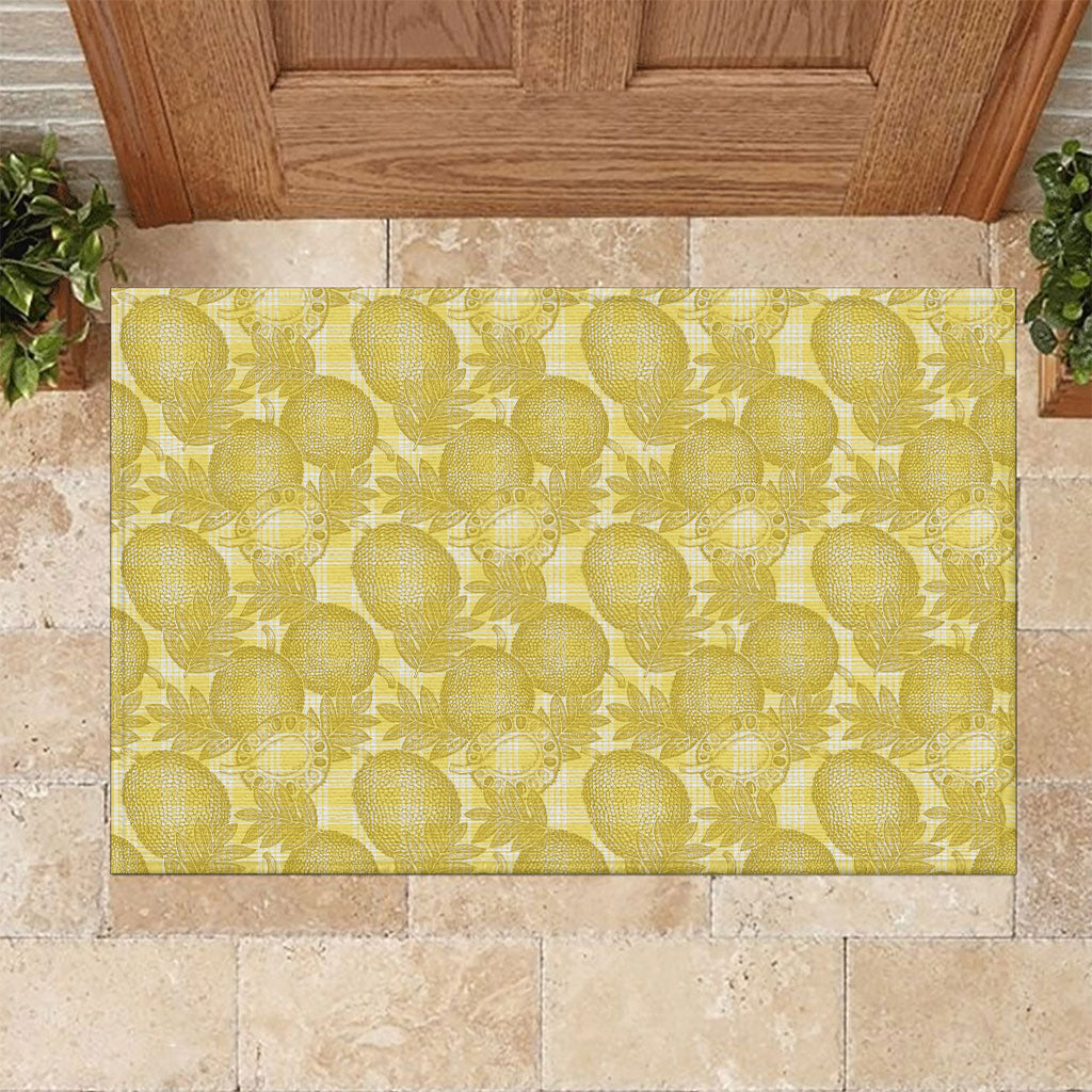 Melemele Hawaii Breadfruit Palaka Motifs Rubber Doormat LT14 Yellow - Polynesian Pride