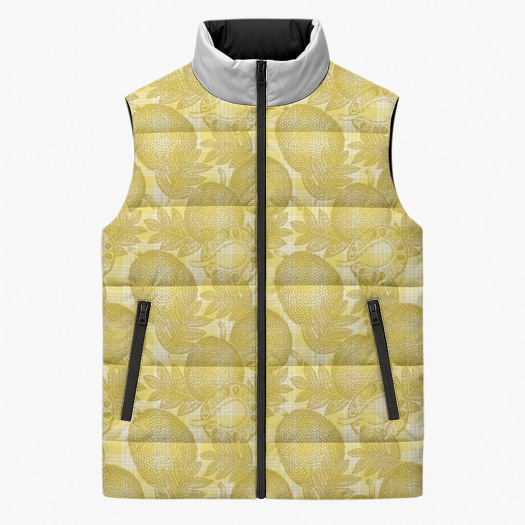 Melemele Hawaii Breadfruit Palaka Motifs Sleeveless Puffer Jacket LT14 Unisex Yellow - Polynesian Pride