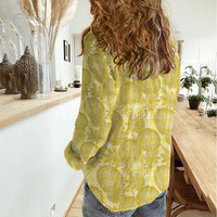 Melemele Hawaii Breadfruit Palaka Motifs Women Casual Shirt LT14 - Polynesian Pride