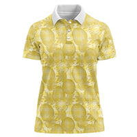 Melemele Hawaii Breadfruit Palaka Motifs Women Polo Shirt LT14 Female Yellow - Polynesian Pride