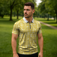 Melemele Hawaii Breadfruit Palaka Motifs Zipper Polo Shirt LT14 - Polynesian Pride
