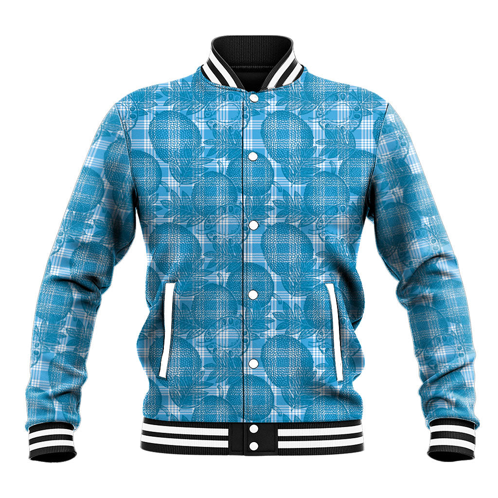 Polu Hawaii Breadfruit Palaka Motifs Baseball Jacket LT14 Unisex Blue - Polynesian Pride
