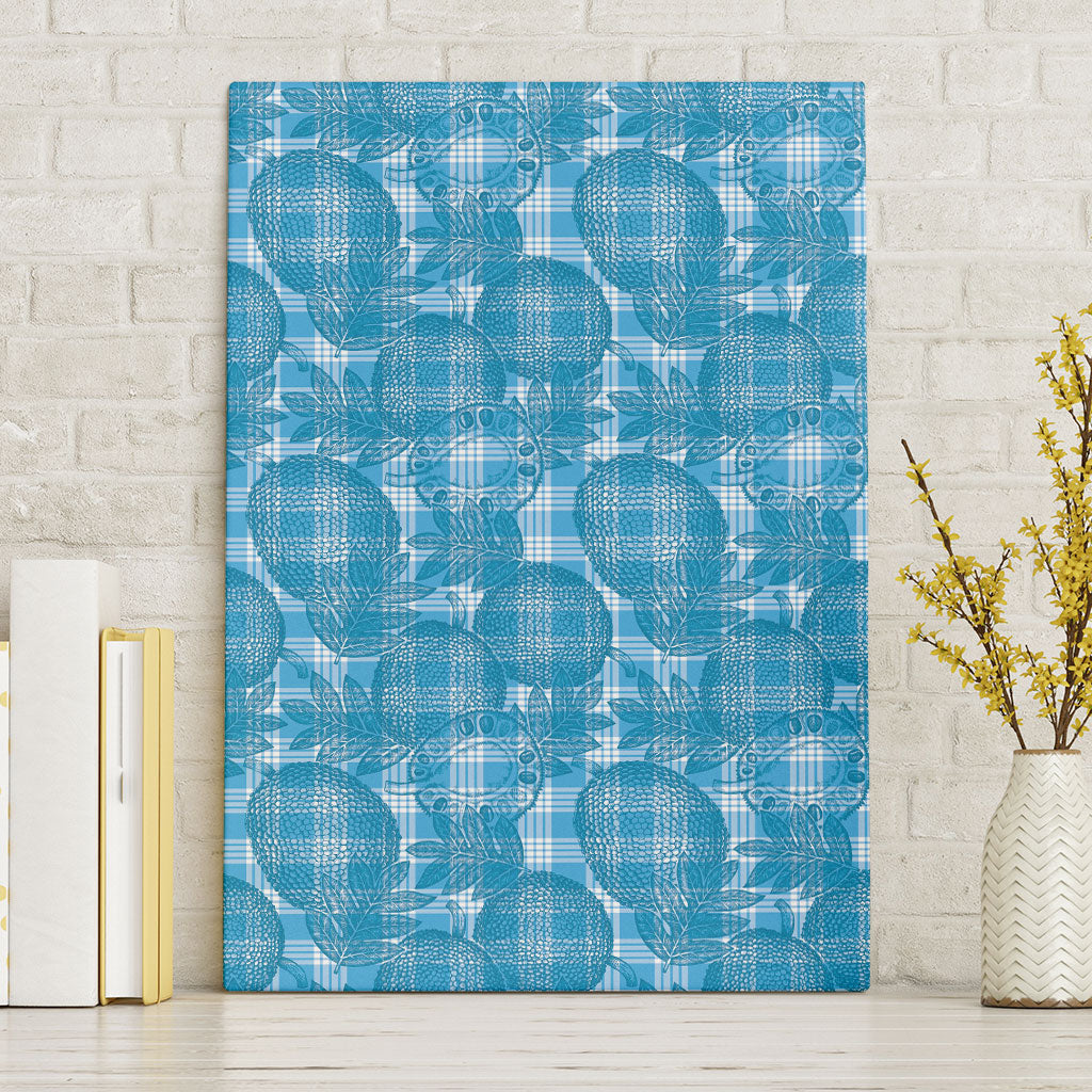 Polu Hawaii Breadfruit Palaka Motifs Canvas Wall Art LT14 Without Frame Blue - Polynesian Pride