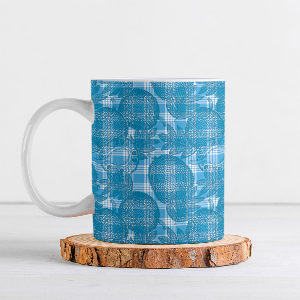 Polu Hawaii Breadfruit Palaka Motifs Ceramic Mug LT14 Blue - Polynesian Pride