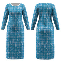 Polu Hawaii Breadfruit Palaka Motifs Couples Matching Long Sleeve Bodycon Dress and Hawaiian Shirt LT14 - Polynesian Pride