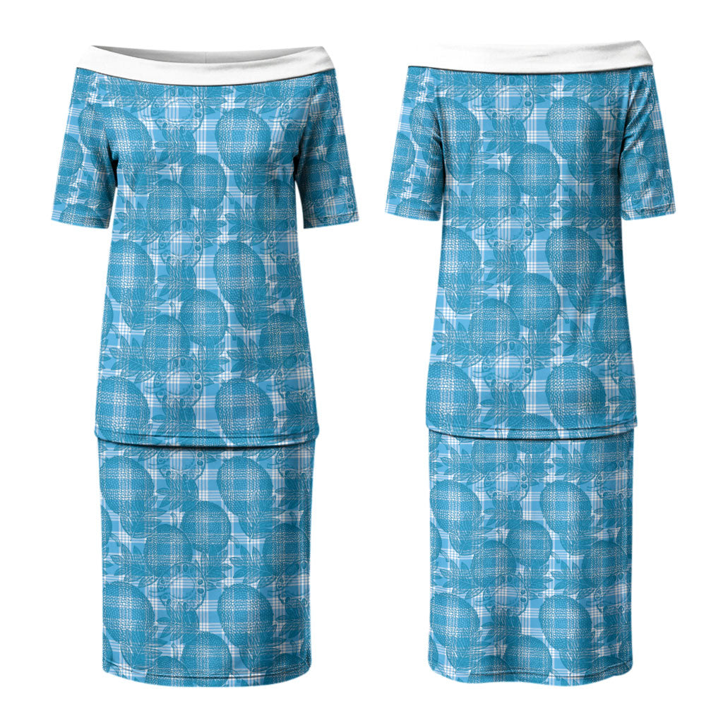 Polu Hawaii Breadfruit Palaka Motifs Couples Matching Puletasi and Long Sleeve Button Shirt LT14 - Polynesian Pride