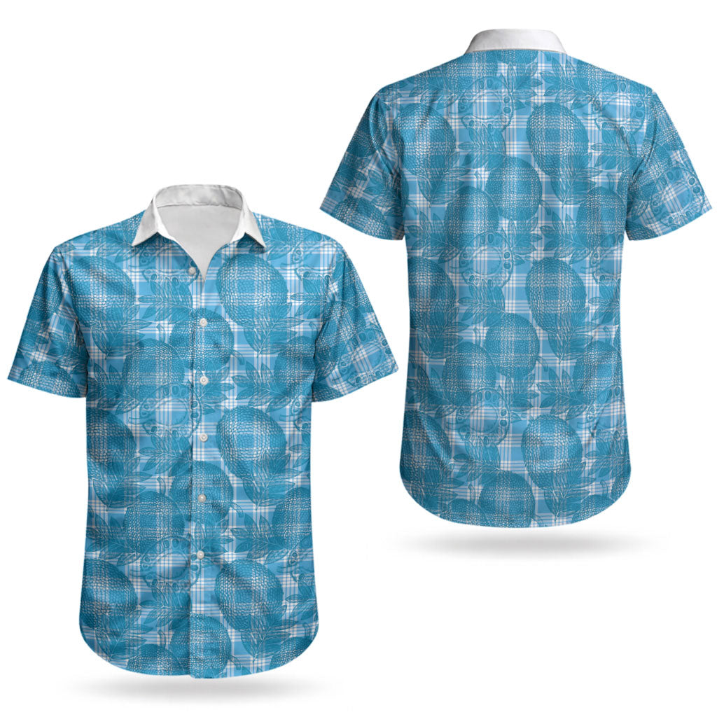 Polu Hawaii Breadfruit Palaka Motifs Couples Matching Short Sleeve Bodycon Dress and Hawaiian Shirt LT14 - Polynesian Pride