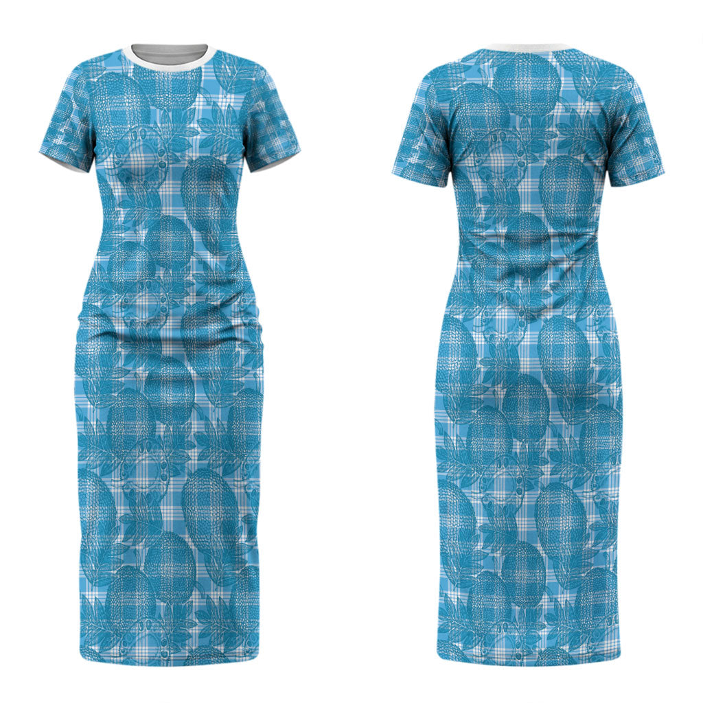 Polu Hawaii Breadfruit Palaka Motifs Couples Matching Short Sleeve Bodycon Dress and Hawaiian Shirt LT14 - Polynesian Pride
