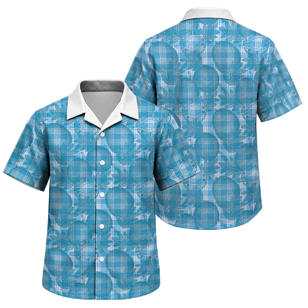 Polu Hawaii Breadfruit Palaka Motifs Family Matching Long Sleeve Bodycon Dress and Hawaiian Shirt LT14 Son's Shirt Blue - Polynesian Pride