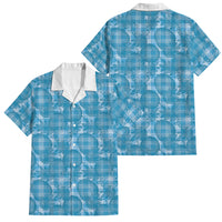 Polu Hawaii Breadfruit Palaka Motifs Family Matching Off The Shoulder Long Sleeve Dress and Hawaiian Shirt LT14 Dad's Shirt - Short Sleeve Blue - Polynesian Pride