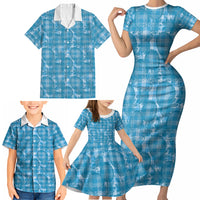 Polu Hawaii Breadfruit Palaka Motifs Family Matching Short Sleeve Bodycon Dress and Hawaiian Shirt LT14 - Polynesian Pride