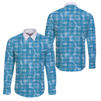 Polu Hawaii Breadfruit Palaka Motifs Family Matching Short Sleeve Bodycon Dress and Hawaiian Shirt LT14 Dad's Shirt - Long Sleeve Blue - Polynesian Pride