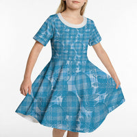 Polu Hawaii Breadfruit Palaka Motifs Kid Short Sleeve Dress LT14 - Polynesian Pride