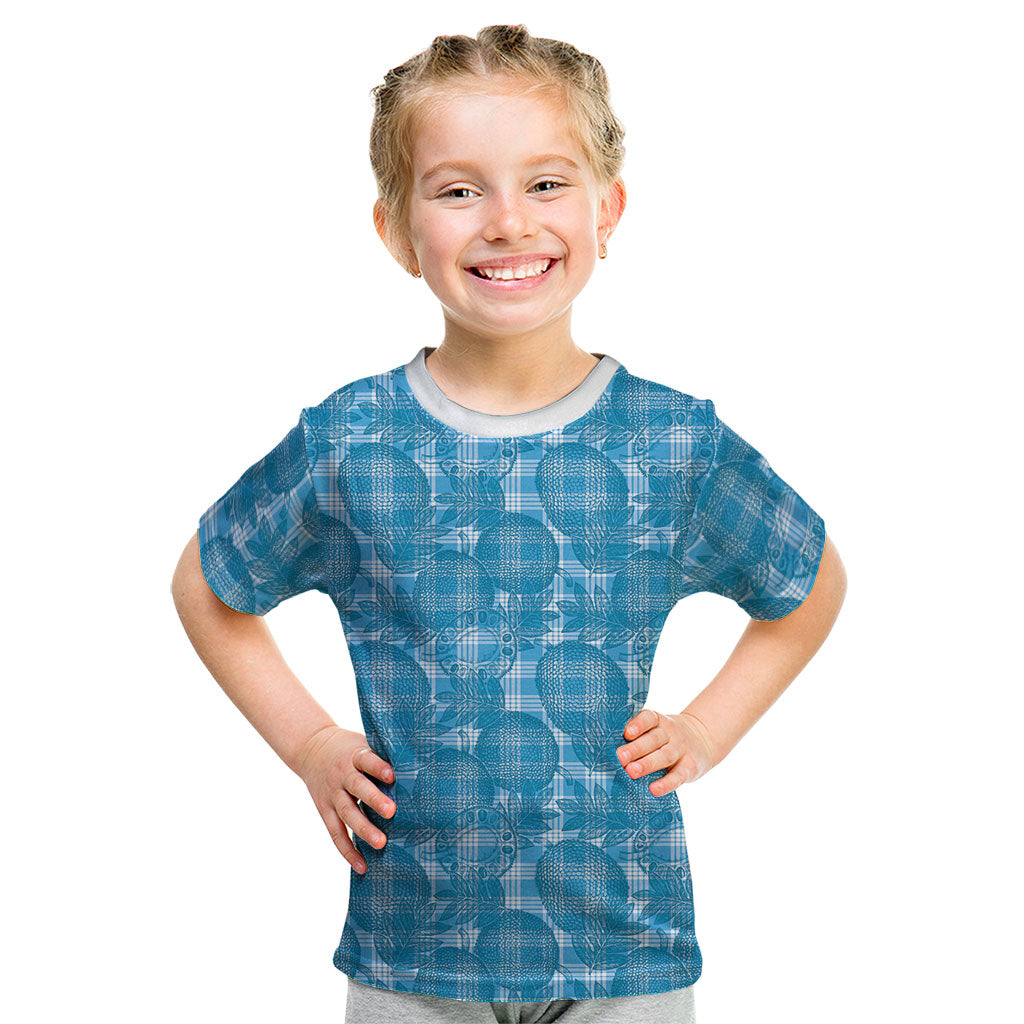 Polu Hawaii Breadfruit Palaka Motifs Kid T Shirt LT14 Blue - Polynesian Pride