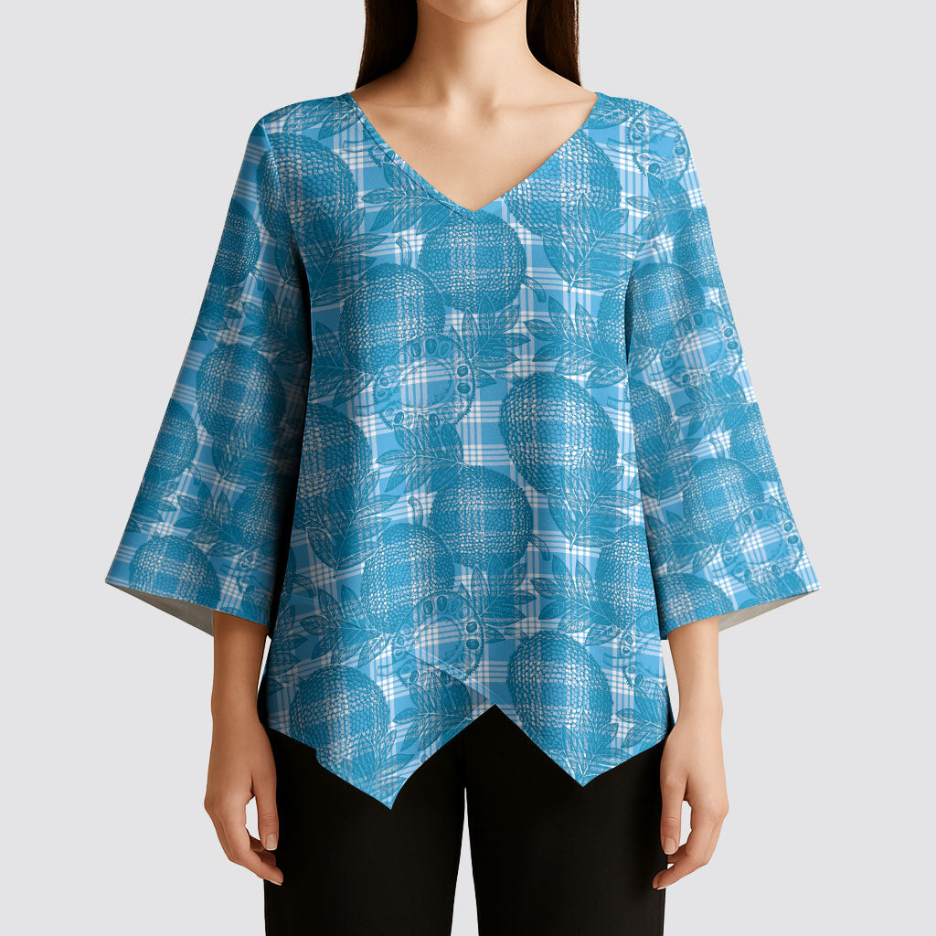 Polu Hawaii Breadfruit Palaka Motifs Kimono Sleeve Blouse LT14 - Polynesian Pride