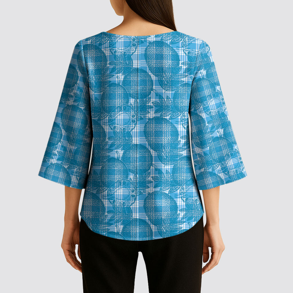Polu Hawaii Breadfruit Palaka Motifs Kimono Sleeve Blouse LT14 - Polynesian Pride