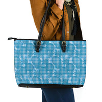 Polu Hawaii Breadfruit Palaka Motifs Leather Tote Bag LT14 - Polynesian Pride