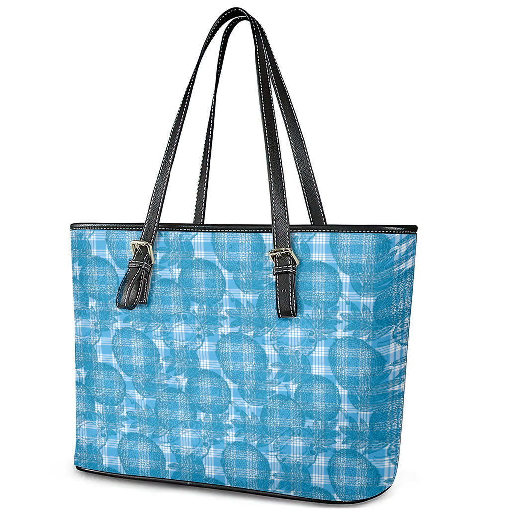 Polu Hawaii Breadfruit Palaka Motifs Leather Tote Bag LT14 - Polynesian Pride
